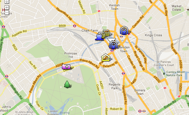 Localização de Camden em relação ao Regent's Park