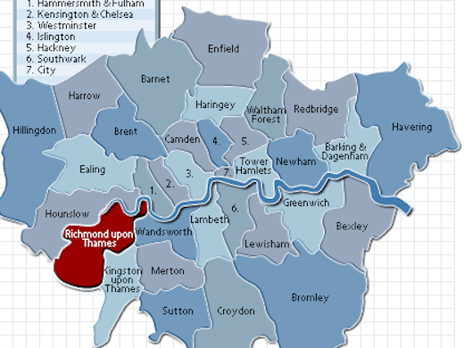 Mapa dos "Boroughts"de Londres