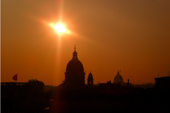 Fim de tarde em Roma_vista da Igreja Tinitá dei Monti