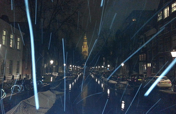 Groenburgwal canal - Neve à noite em Amsterdam