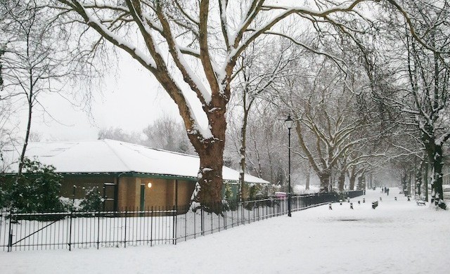 Highbury Fields - Londres durante a nevasca
