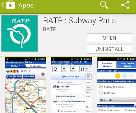 RATP - aplicativo para smartfone