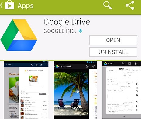 GoogleDrive App para smartfone