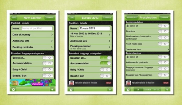 PackTheBag - aplicativo de viagem iPhone
