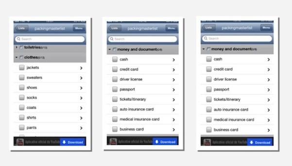 Packing master list - iPhone
