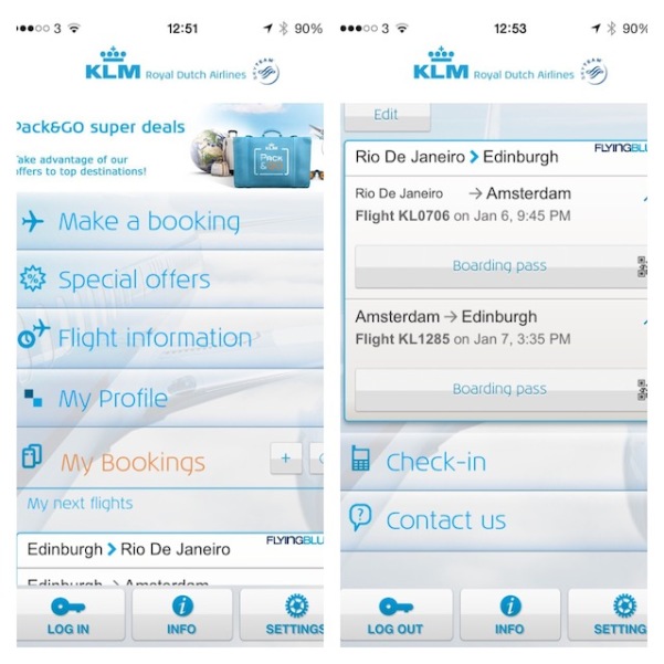 app KLM - iPhone