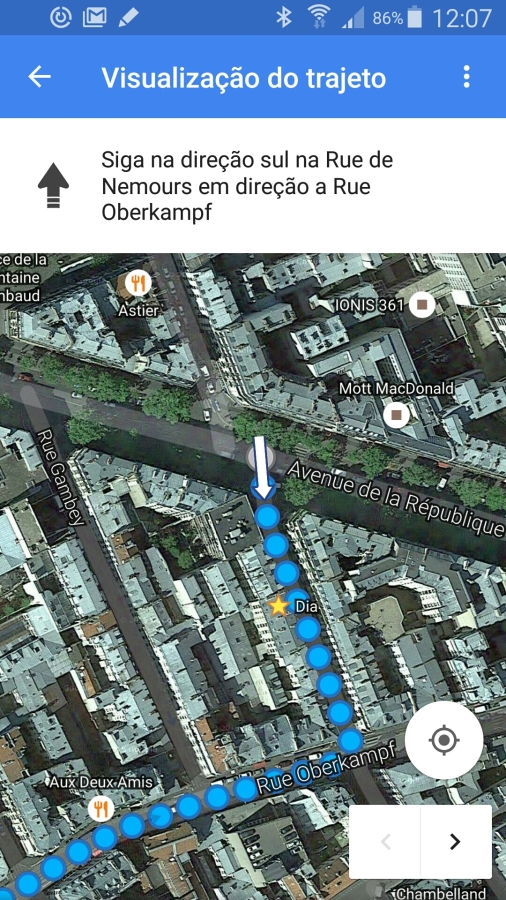 Google Maps - Trajeto a pé